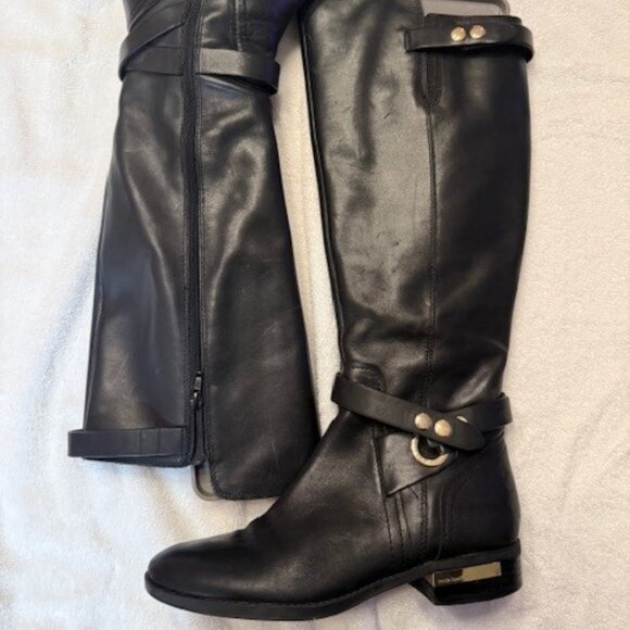 Black Vince Camuto tall boots with gold detail 9M - Picture 3 of 7